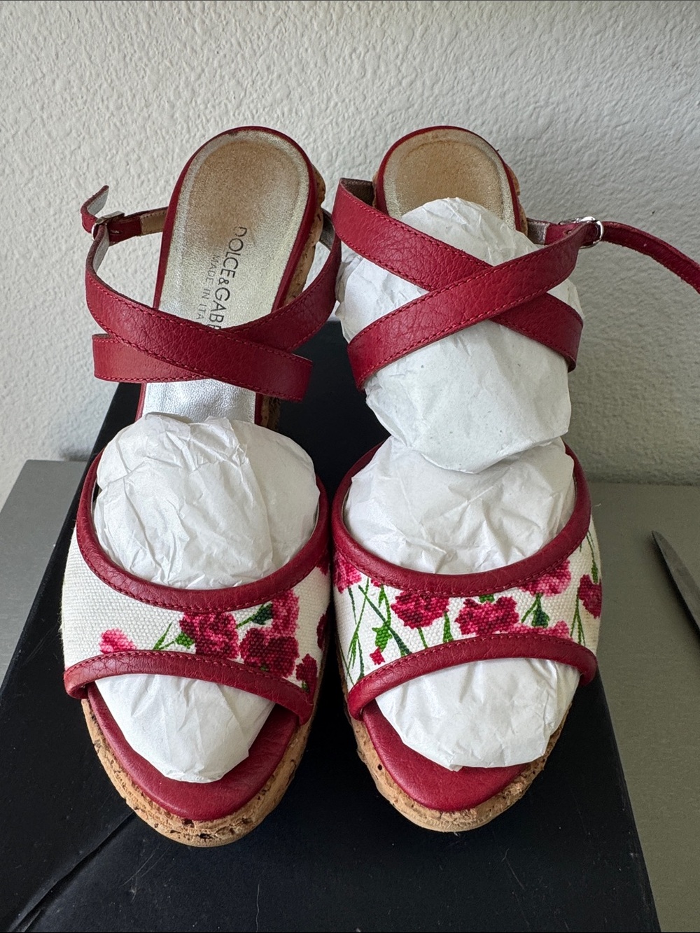 Authentic Dolce & Gabbana Garofani Platform cork wedge